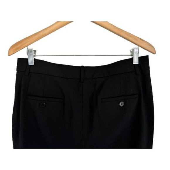 THEORY Linen Trousers Strait Cut Pants Dark Eggplant/Black Size 10 - Picture 6 of 8